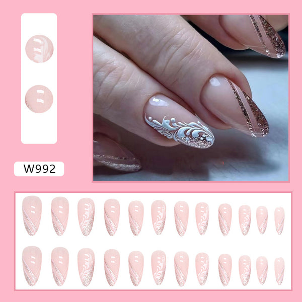 12 Sizes-24 Pcs Press On Nails W962