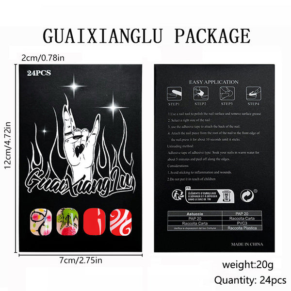 12 Sizes-24 Pcs Press On Nails C652