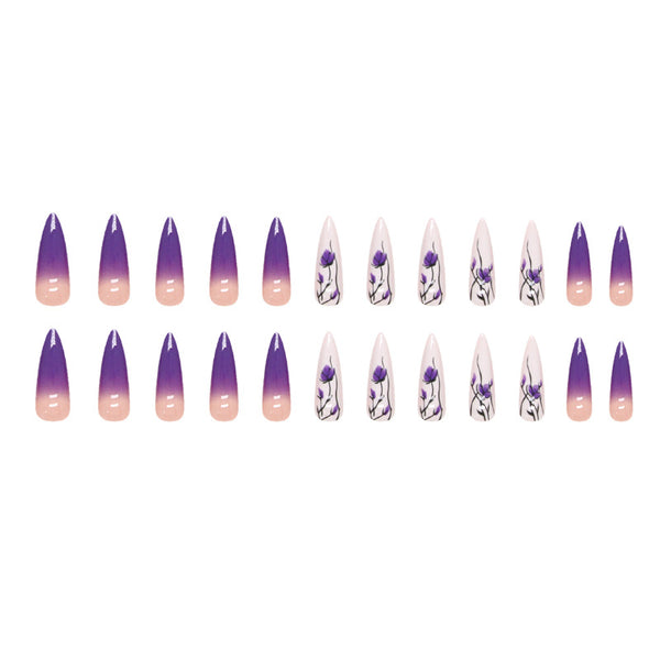 12 Sizes-24 Pcs Press On Nails W663