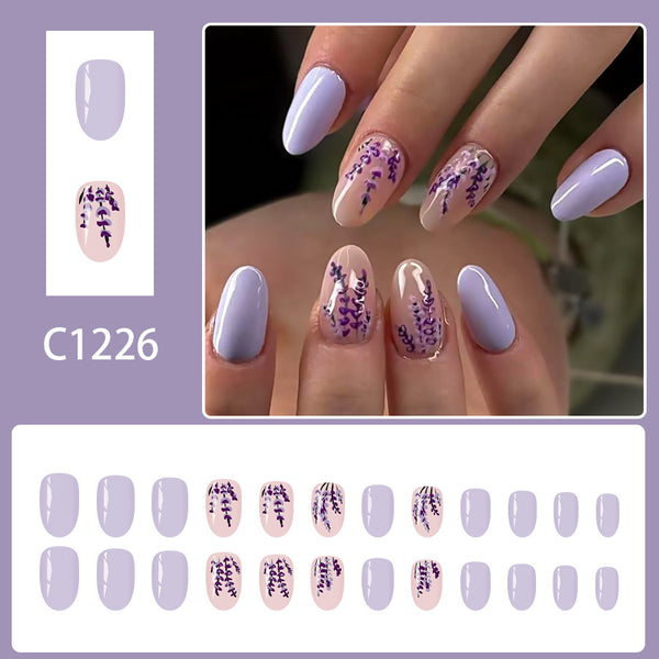 12 Sizes-24 Pcs Press On Nails C1226