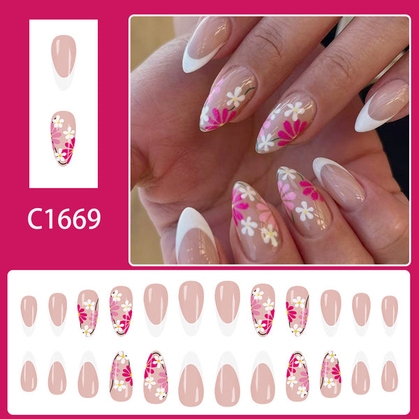 12 Sizes-24 Pcs Press On Nails C1669