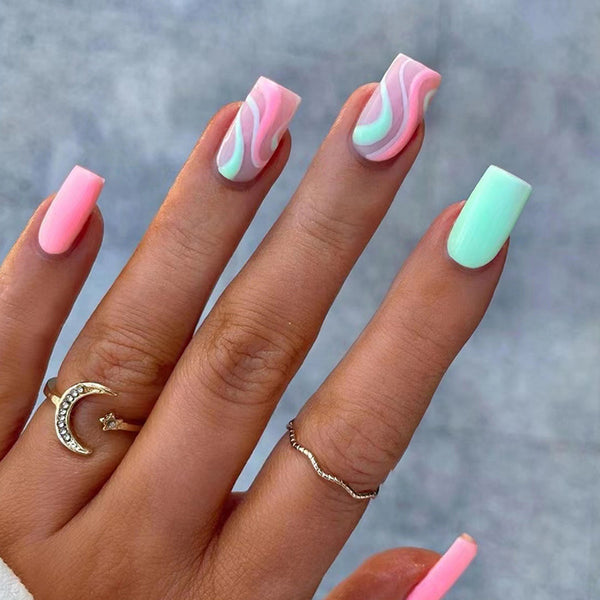 12 Sizes-24 Pcs Press On Nails W1065