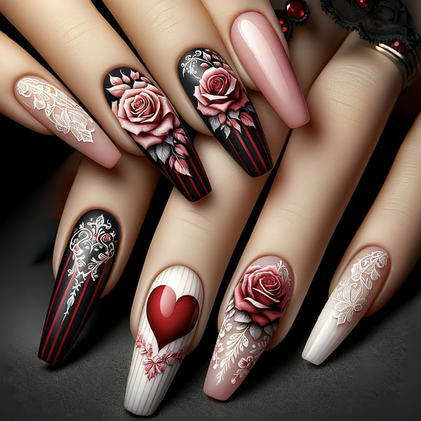 12 Sizes-24 Pcs Press On Nails Y444