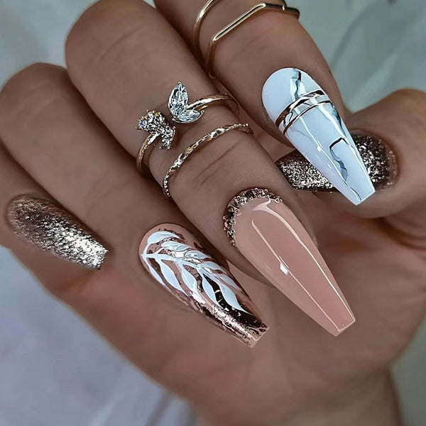 12 Sizes-24 Pcs Press On Nails W1020