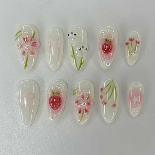 12 Sizes-24 Pcs Press On Nails Z1094
