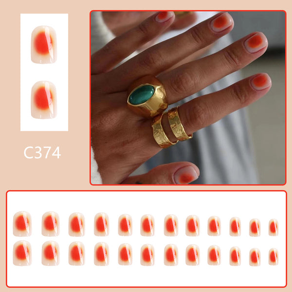 12 Sizes-24 Pcs Press On Nails C374