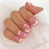 French Glossy Pink Short Square Press on Nails - w1214