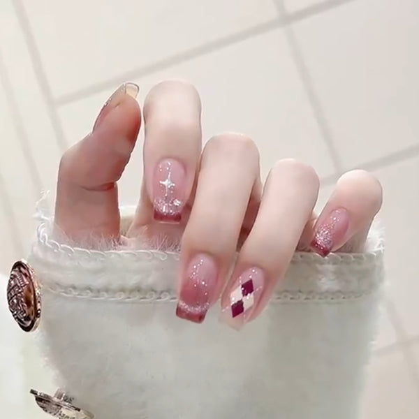 12 Sizes-24 Pcs Press On Nails GN004