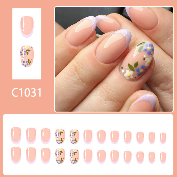 12 Sizes-24 Pcs Press On Nails C1031
