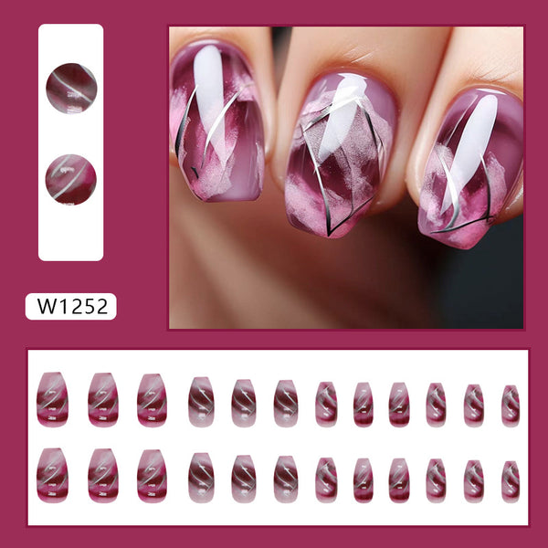 12 Sizes-24 Pcs Press On Nails W1252