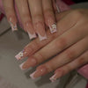 Long Pink Square Press on Nails