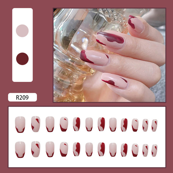 12 Sizes-24 Pcs Press On Nails R201