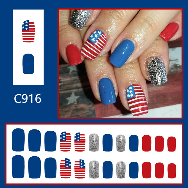 12 Sizes-24 Pcs Press On Nails C916