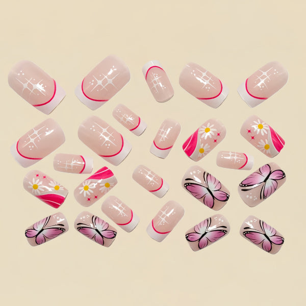 12 Sizes-24 Pcs Press On Nails Y1521
