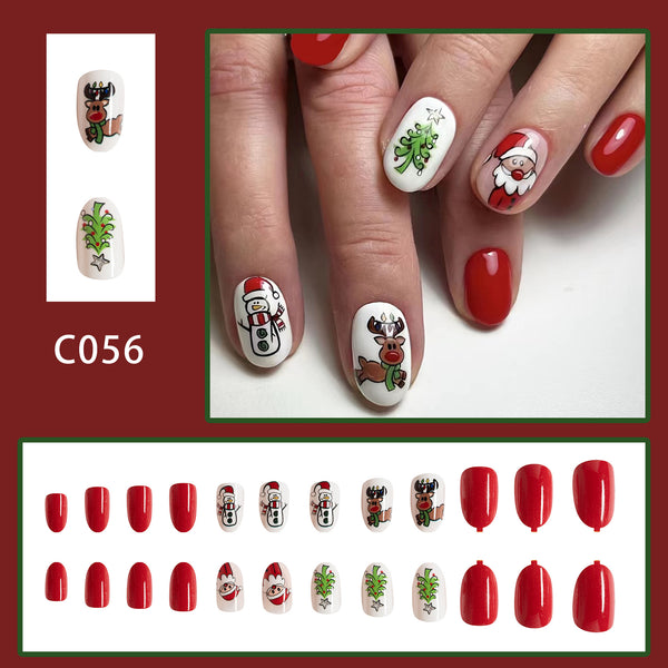 12 Sizes-24 Pcs Press On Nails C056