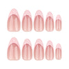 Almond French Glossy Medium Pink Press on Nails