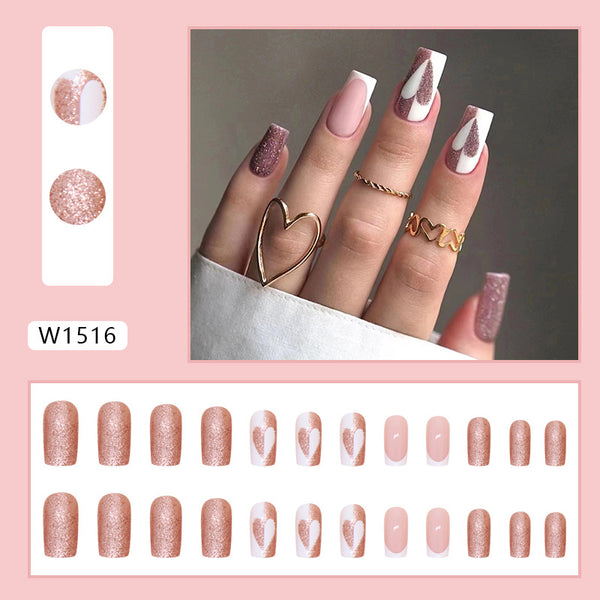 12 Sizes-24 Pcs Press On Nails W1516