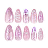 Almond Glossy Medium Pink Press on Nails