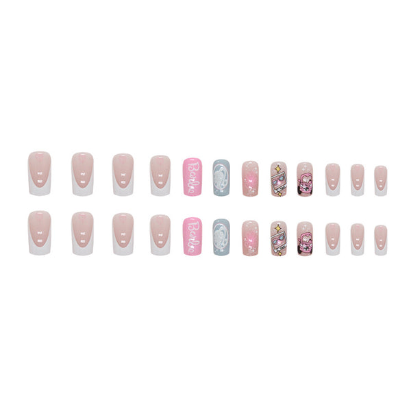 12 Sizes-24 Pcs Press On Nails W1094