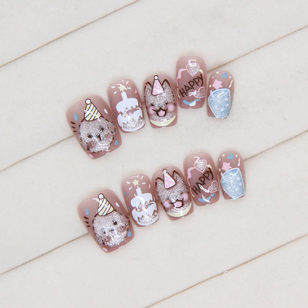 12 Sizes-24 Pcs Press On Nails T038