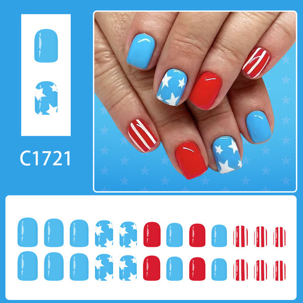 12 Sizes-24 Pcs Press On Nails C1721