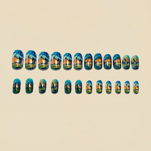 12 Sizes-24 Pcs Press On Nails Y1576