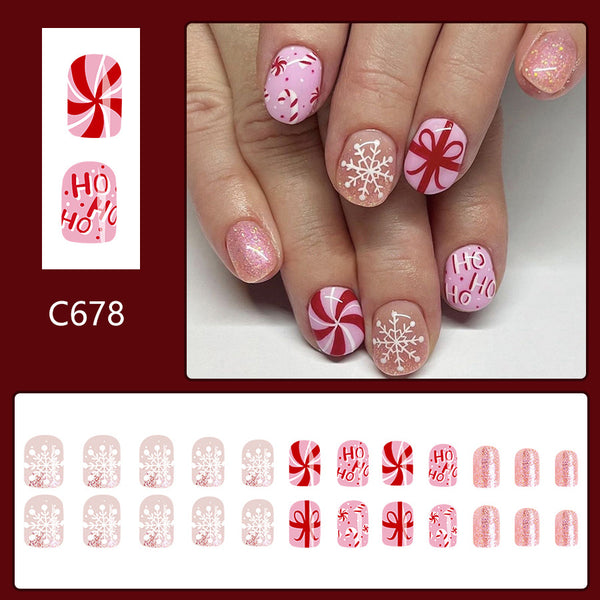 12 Sizes-24 Pcs Press On Nails C678