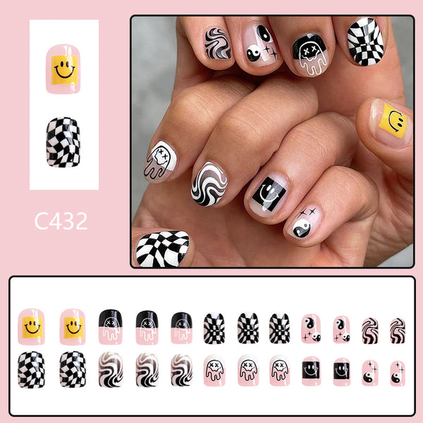 12 Sizes-24 Pcs Press On Nails C432