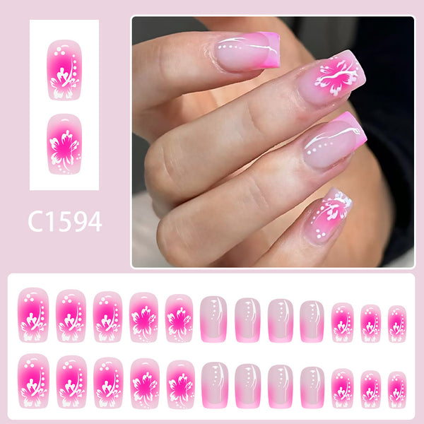 12 Sizes-24 Pcs Press On Nails C1594
