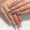 Almond French Glossy Medium Pink Press on Nails