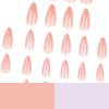 Almond French Glossy Long Pink Press on Nails