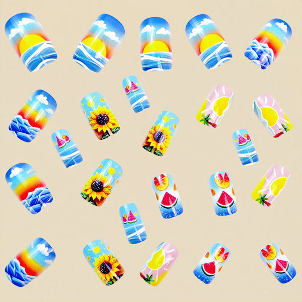 12 Sizes-24 Pcs Press On Nails Y730
