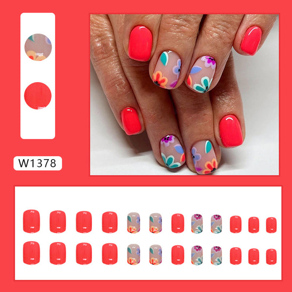 12 Sizes-24 Pcs Press On Nails W1378