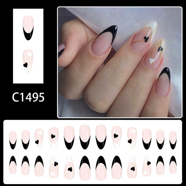 12 Sizes-24 Pcs Press On Nails C1495