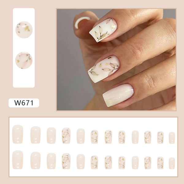 12 Sizes-24 Pcs Press On Nails W671