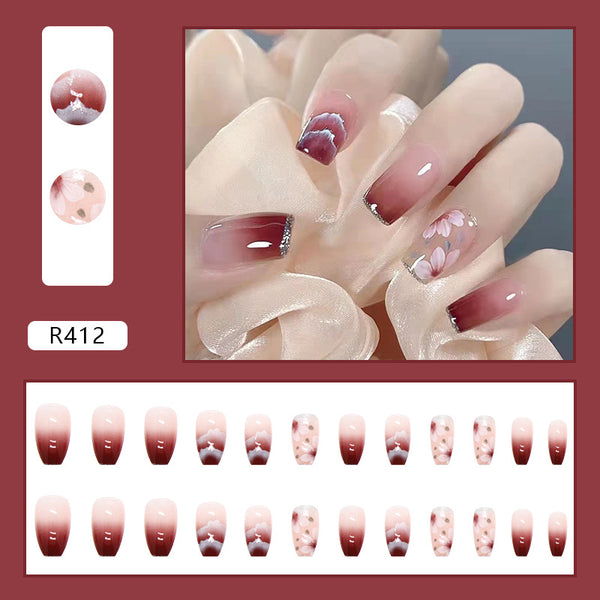 12 Sizes-24 Pcs Press On Nails R412