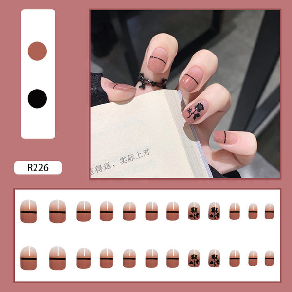 12 Sizes-24 Pcs Press On Nails R201