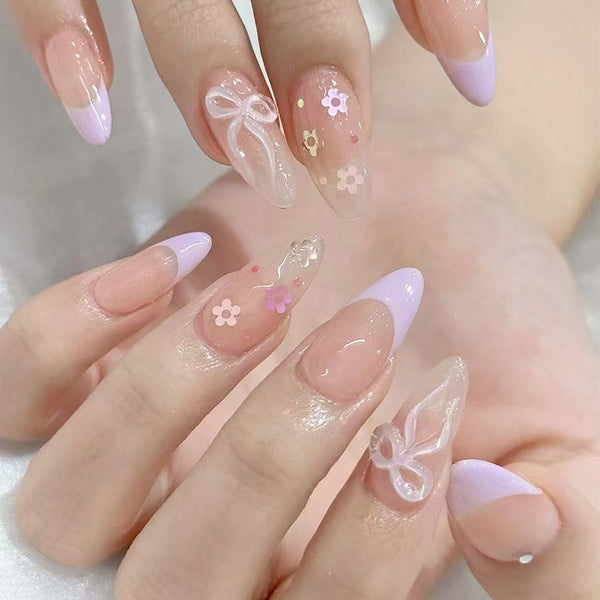 12 Sizes-24 Pcs Press On Nails W1664