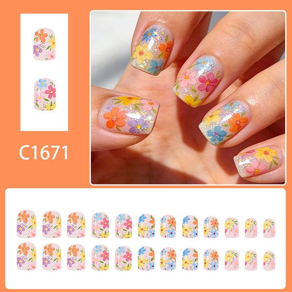 12 Sizes-24 Pcs Press On Nails C1671