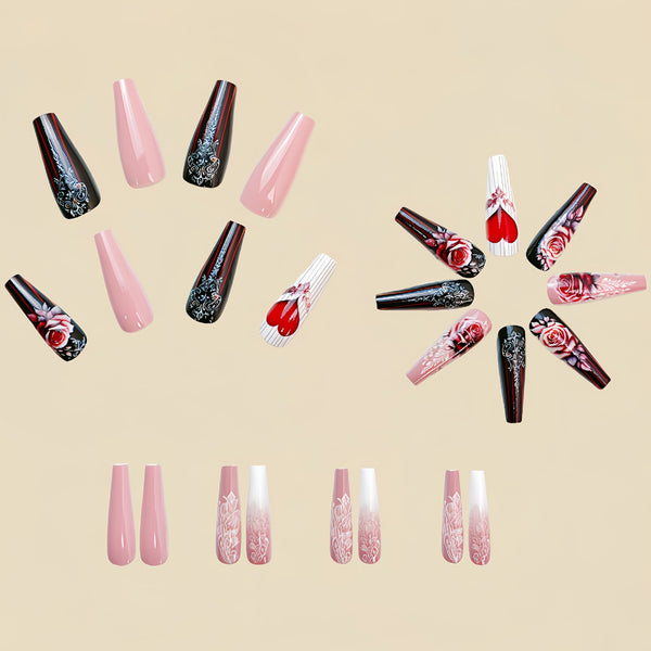 12 Sizes-24 Pcs Press On Nails Y444