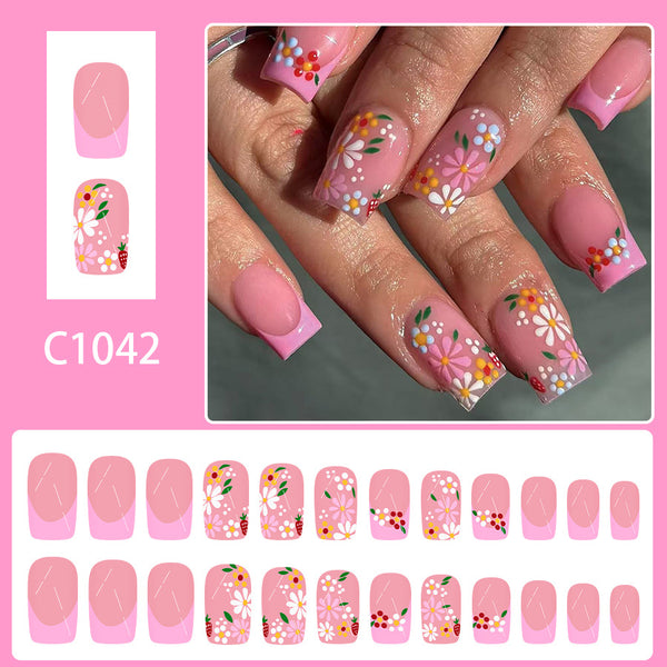 12 Sizes-24 Pcs Press On Nails C1042