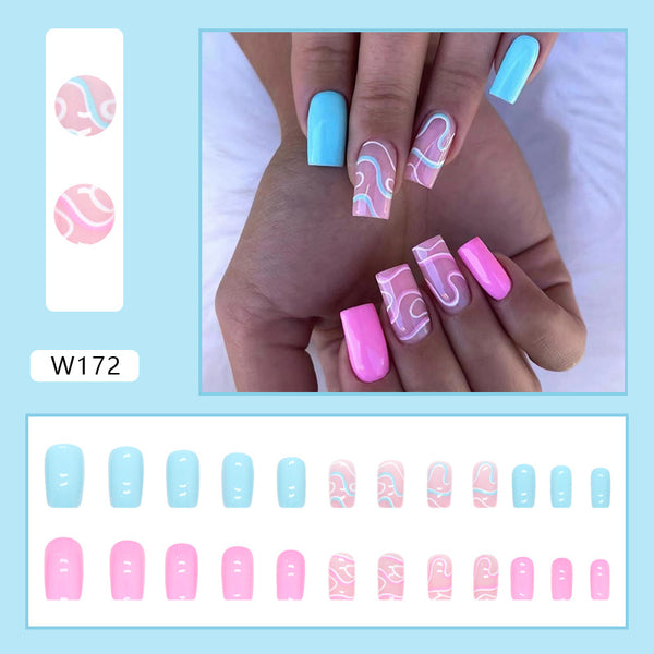 12 Sizes-24 Pcs Press On Nails W172