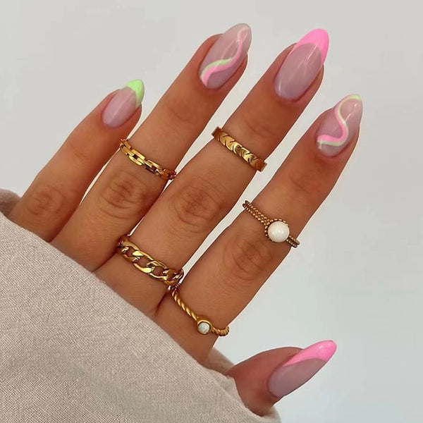 12 Sizes-24 Pcs Press On Nails W147