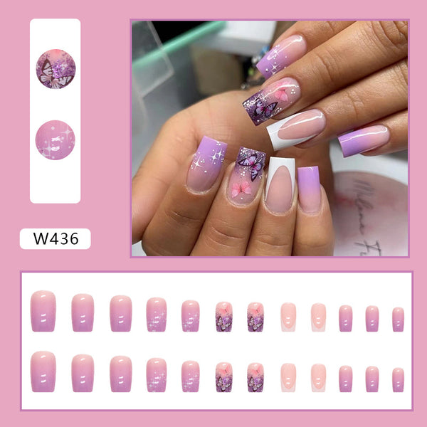 12 Sizes-24 Pcs Press On Nails W436