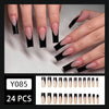 12 Sizes-24 Pcs Press On Nails y085sblackfrench