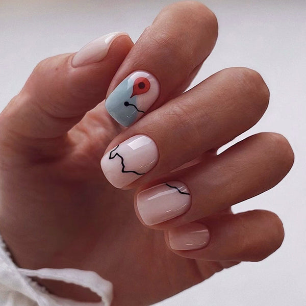 12 Sizes-24 Pcs Press On Nails W1010