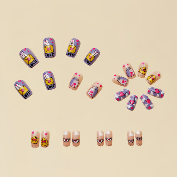 12 Sizes-24 Pcs Press On Nails Y118