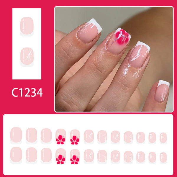12 Sizes-24 Pcs Press On Nails C1234