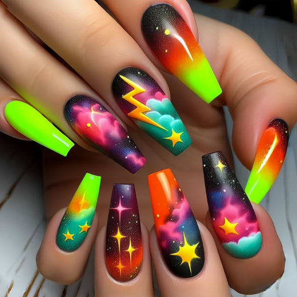 12 Sizes-24 Pcs Press On Nails Y612