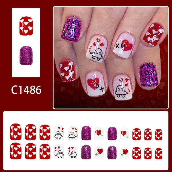 12 Sizes-24 Pcs Press On Nails C1486